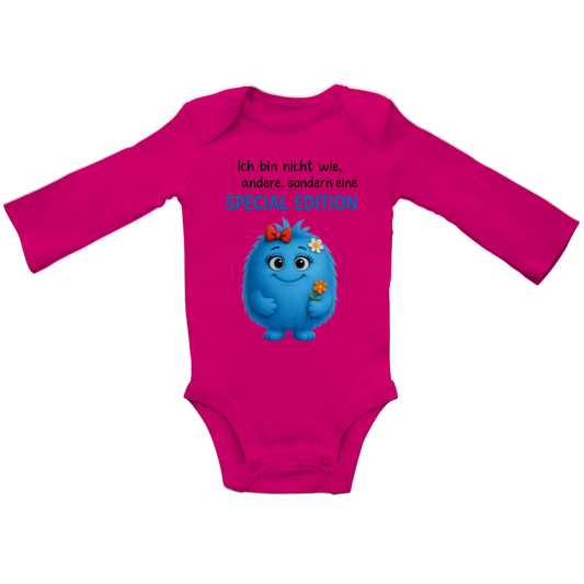 Baby Bio Bodysuite Langarm Girl Monster blau Spezial Edition