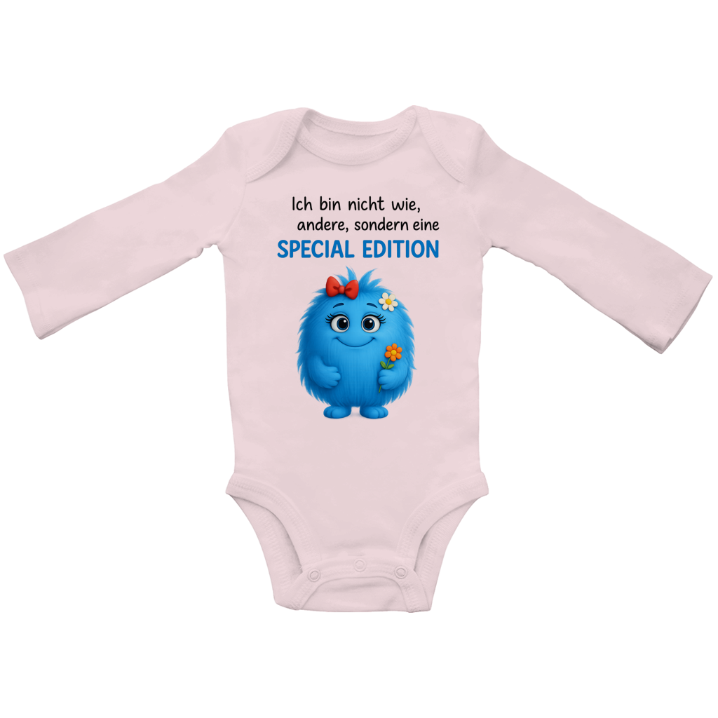 Baby Bio Bodysuite Langarm Girl Monster blau Spezial Edition