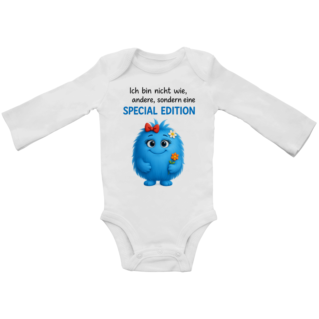 Baby Bio Bodysuite Langarm Girl Monster blau Spezial Edition