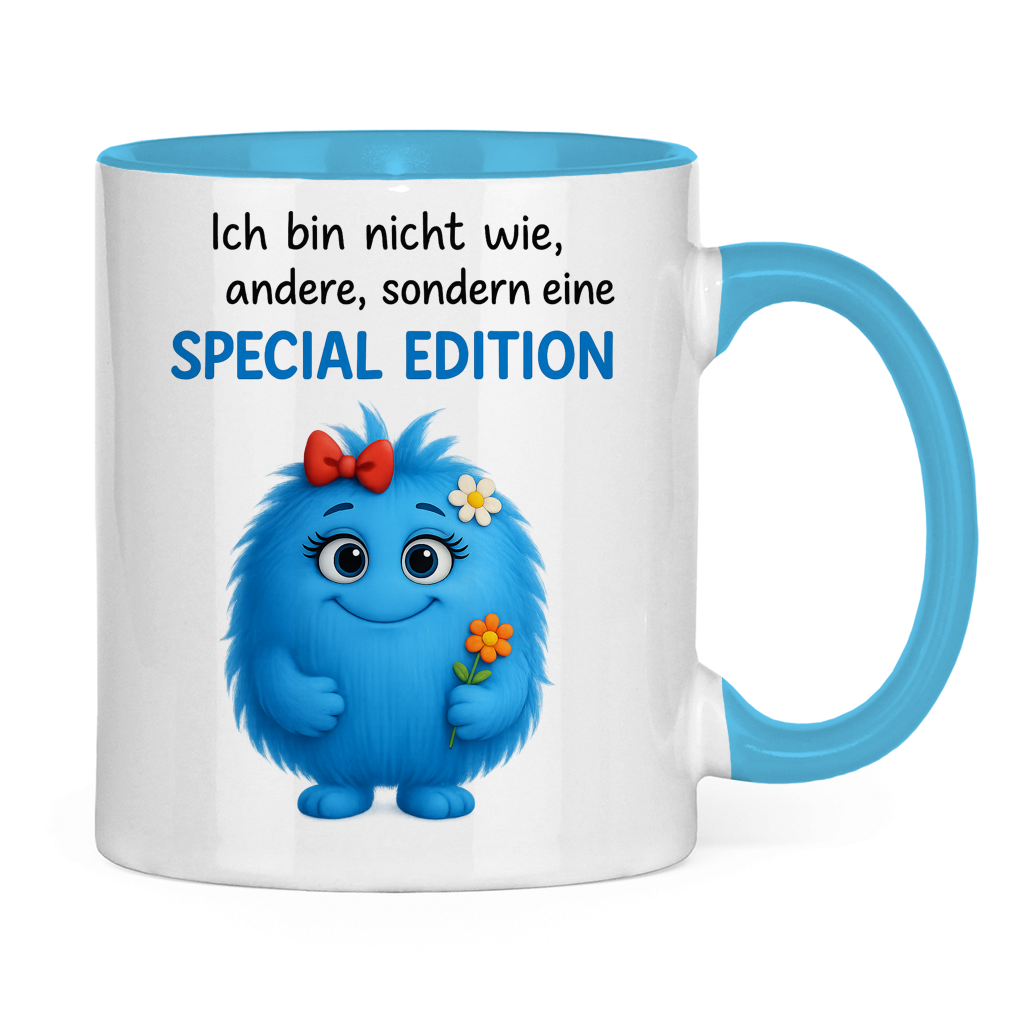 Tasse zweifarbig Girl Monster blau Spezial Edition