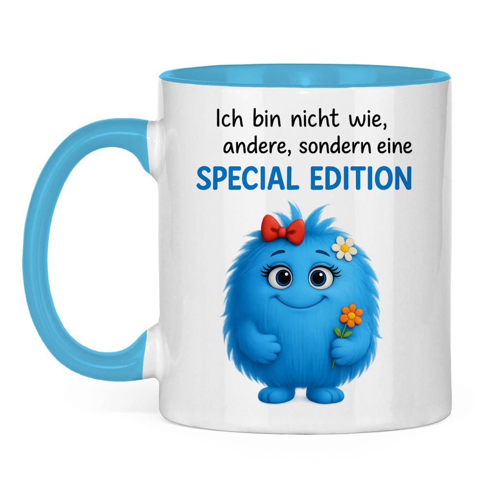 Tasse zweifarbig Girl Monster blau Spezial Edition