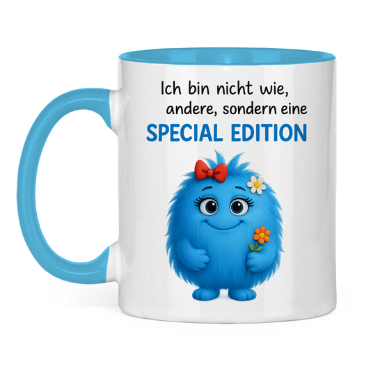 Tasse zweifarbig Girl Monster blau Spezial Edition