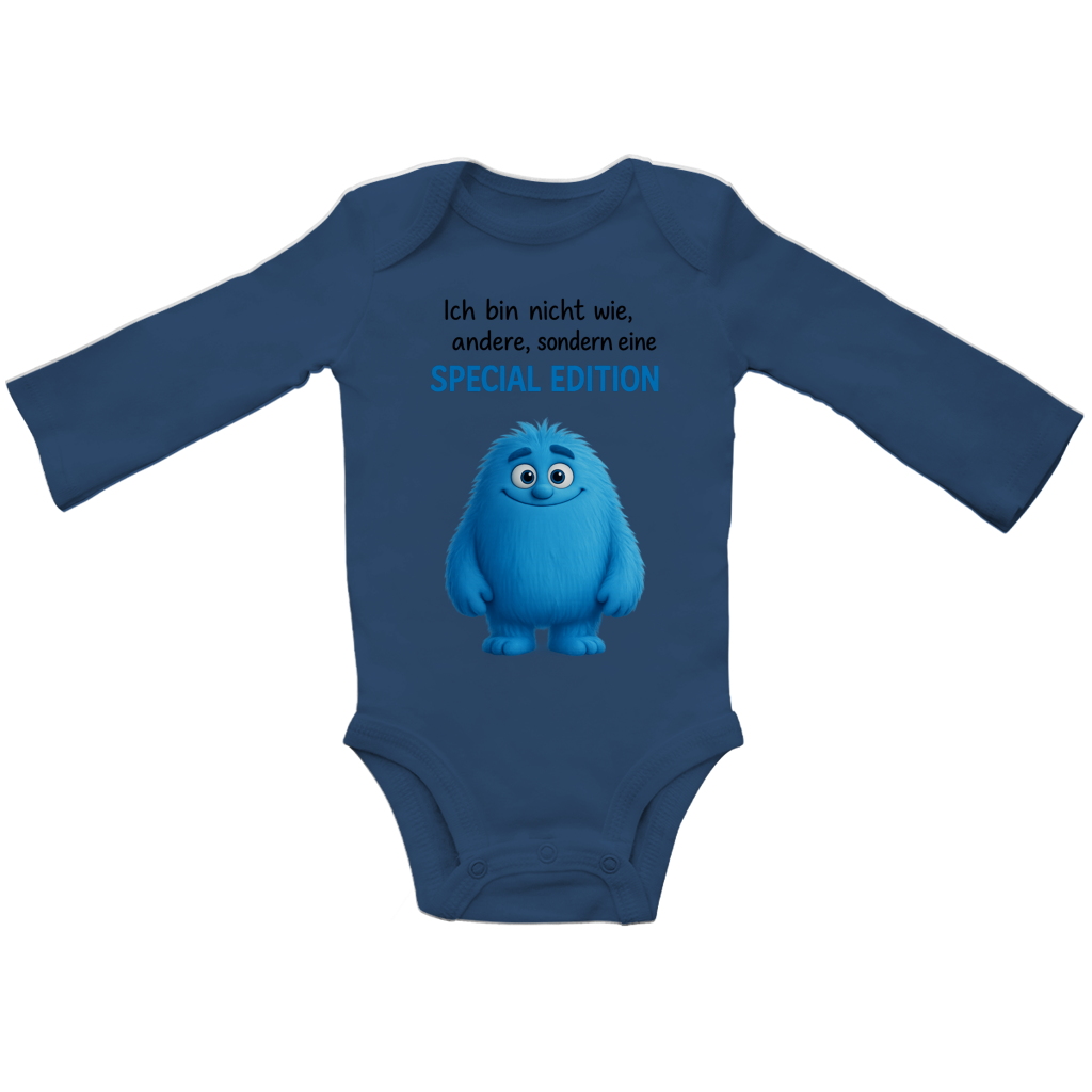 Baby Bio Bodysuite Langarm Boy Monster blau Spezial Edition