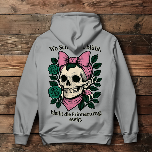 Damen Hoodie Teenager Schädel wo Schönheit blüht