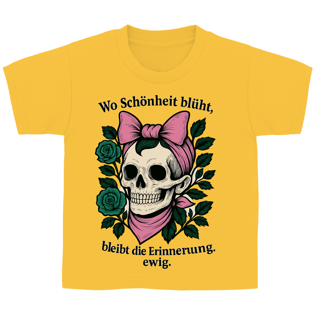 Kinder Basic T-Shirt Teenager Schädel wo Schönheit blüht