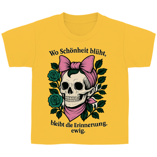 Kinder Basic T-Shirt Teenager Schädel wo Schönheit blüht