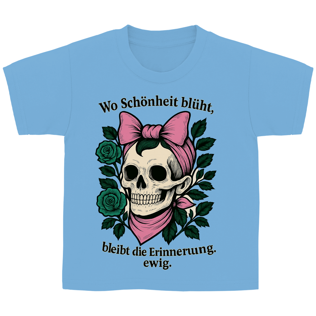 Kinder Basic T-Shirt Teenager Schädel wo Schönheit blüht
