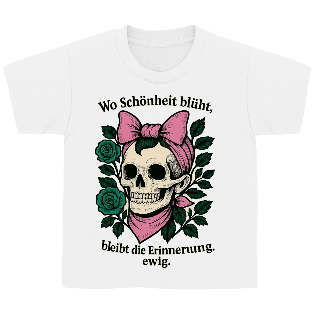 Kinder Basic T-Shirt Teenager Schädel wo Schönheit blüht