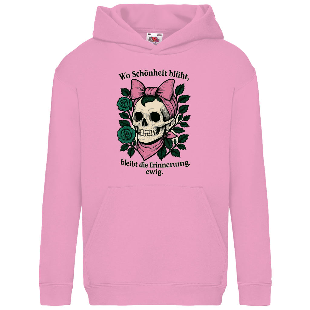 Kids Basic Hoodie Teenager Schädel wo Schönheit blüht