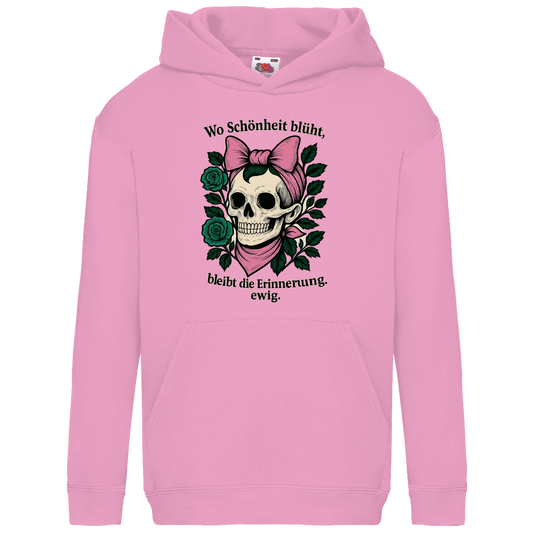 Kids Basic Hoodie Teenager Schädel wo Schönheit blüht