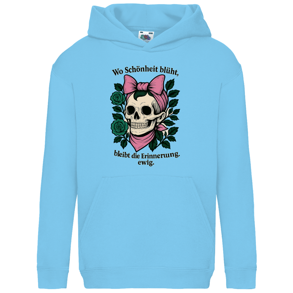 Kids Basic Hoodie Teenager Schädel wo Schönheit blüht
