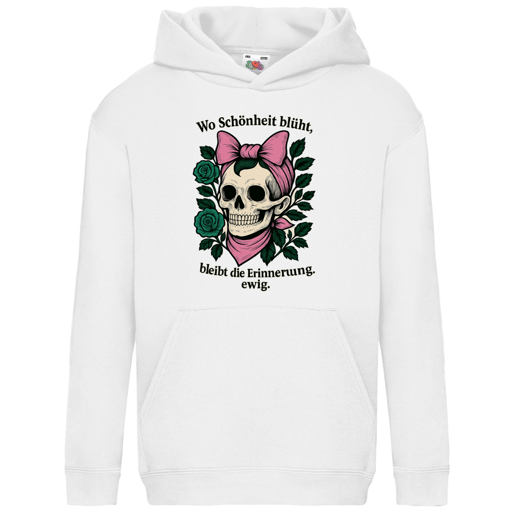 Kids Basic Hoodie Teenager Schädel wo Schönheit blüht