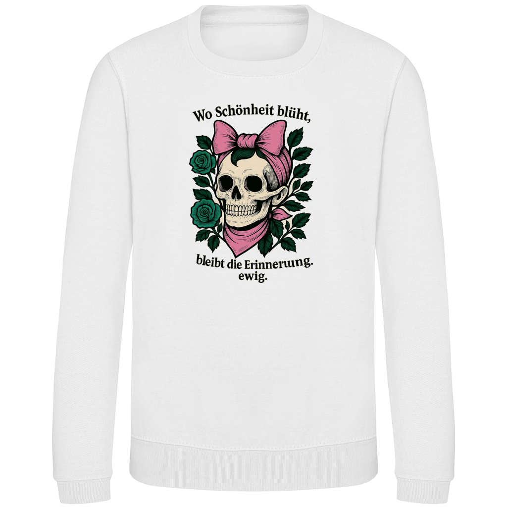 Kinder Sweatshirt Teenager Schädel wo Schönheit blüht