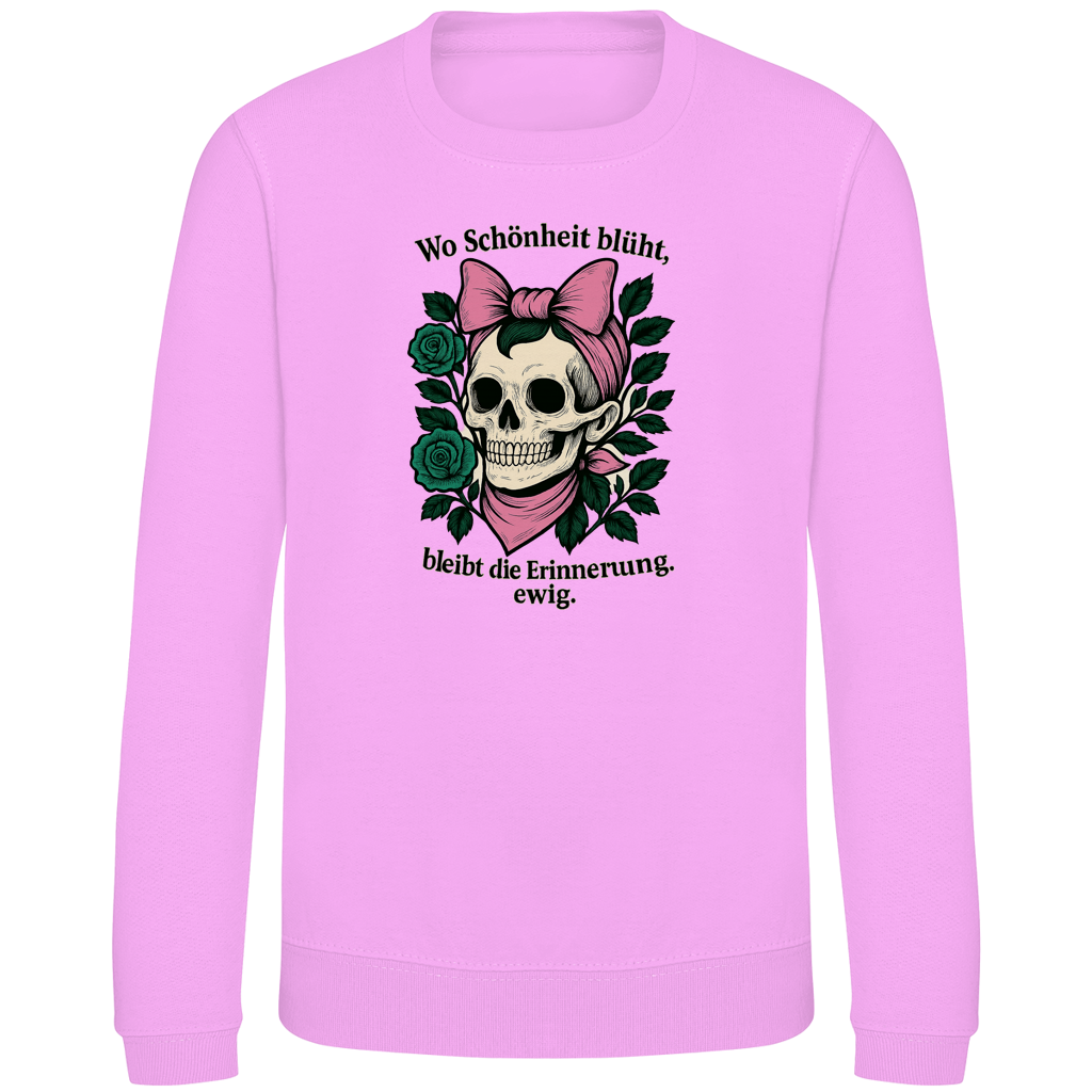 Kinder Sweatshirt Teenager Schädel wo Schönheit blüht