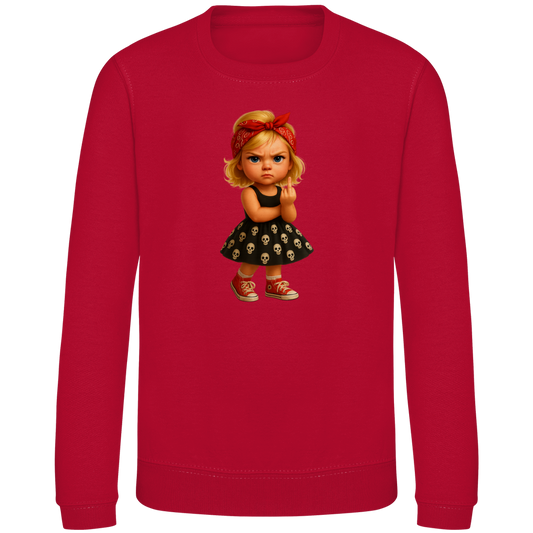 Kinder Sweatshirt Girl frech Stinkefinger und Totenkopfkleid
