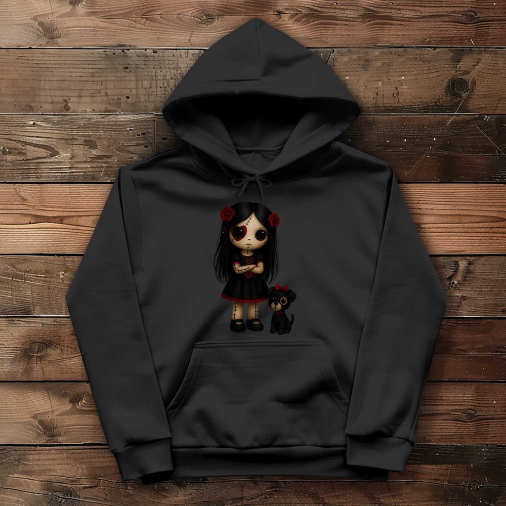 Damen Hoodie Girl Puppe mit Hund