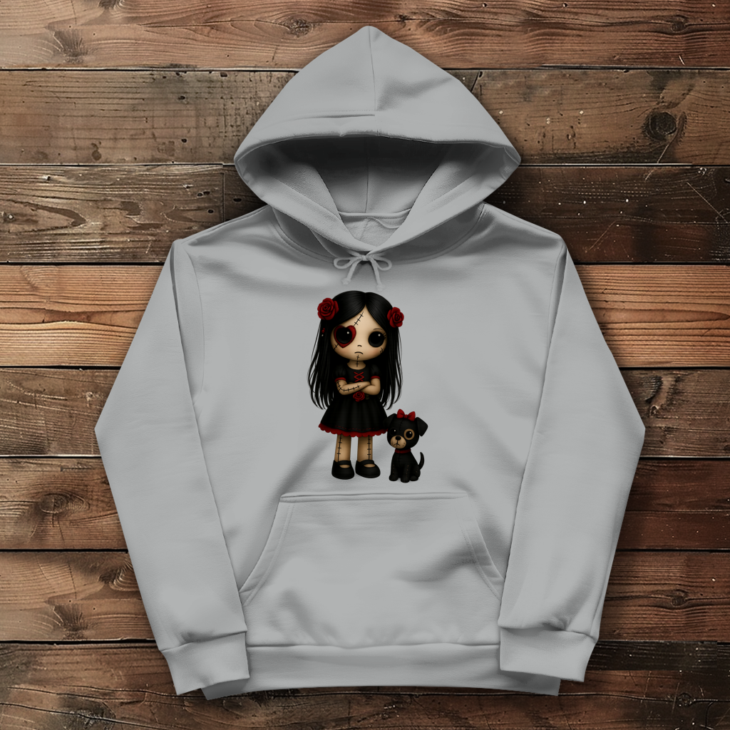 Damen Hoodie Girl Puppe mit Hund