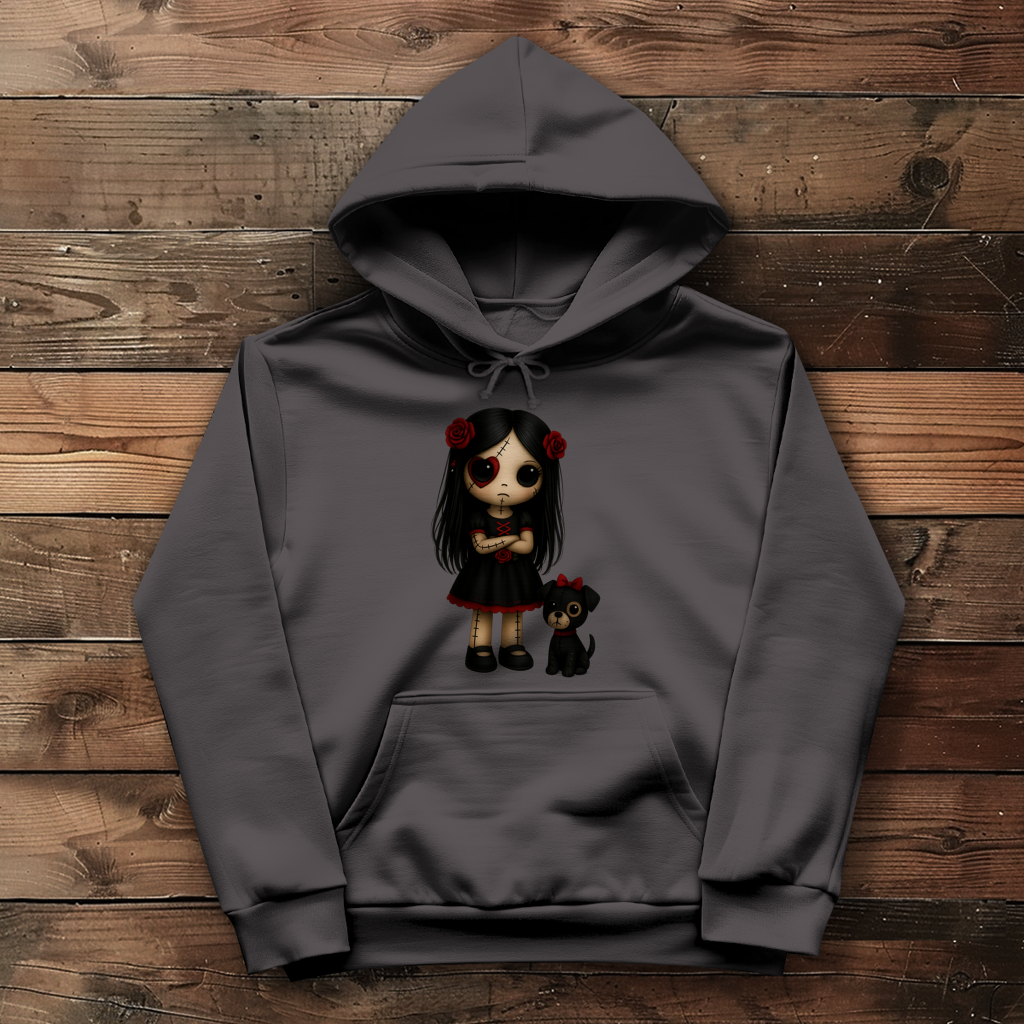 Damen Hoodie Girl Puppe mit Hund