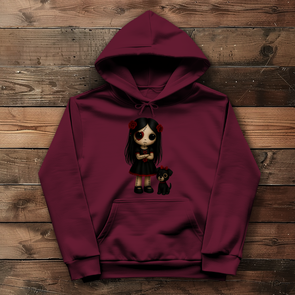 Damen Hoodie Girl Puppe mit Hund