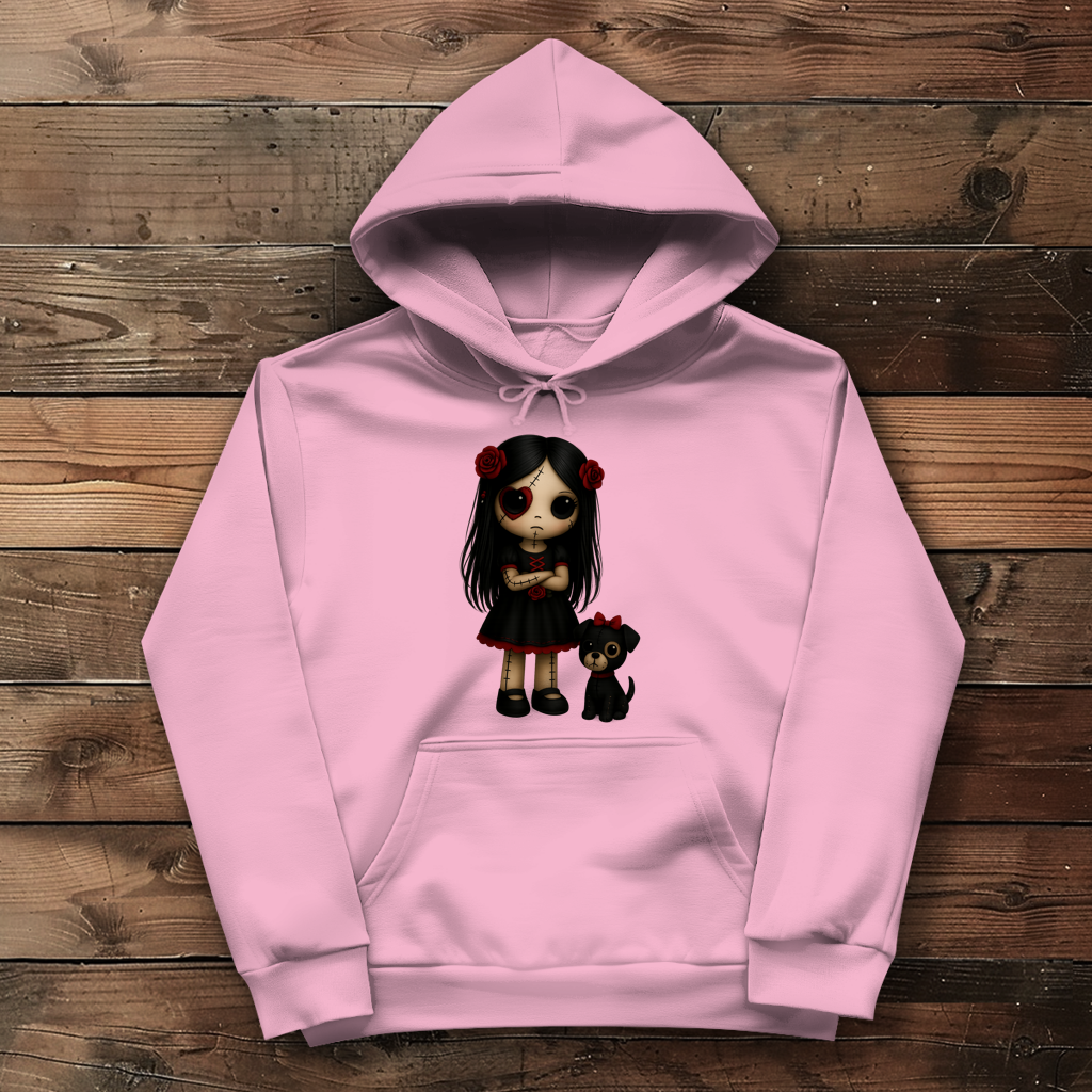 Damen Hoodie Girl Puppe mit Hund