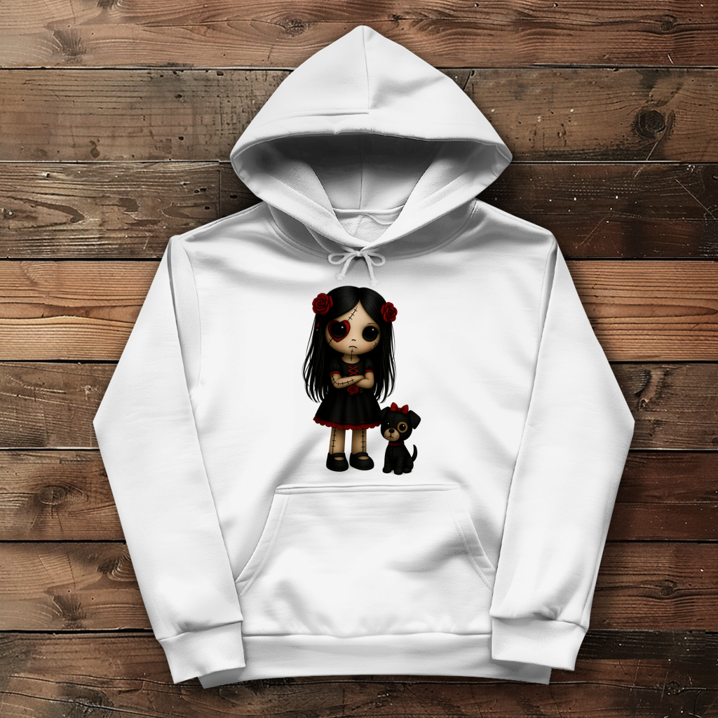 Damen Hoodie Girl Puppe mit Hund