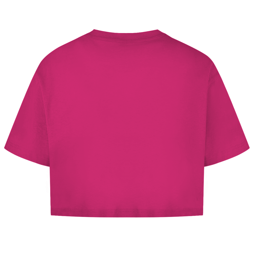 Damen Oversize Crop Top Girl Puppe mit Hund
