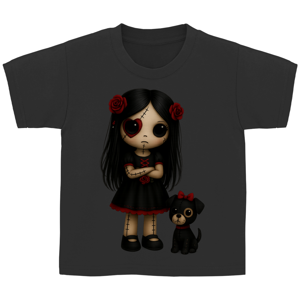 Kinder Basic T-Shirt Girl Puppe mit Hund