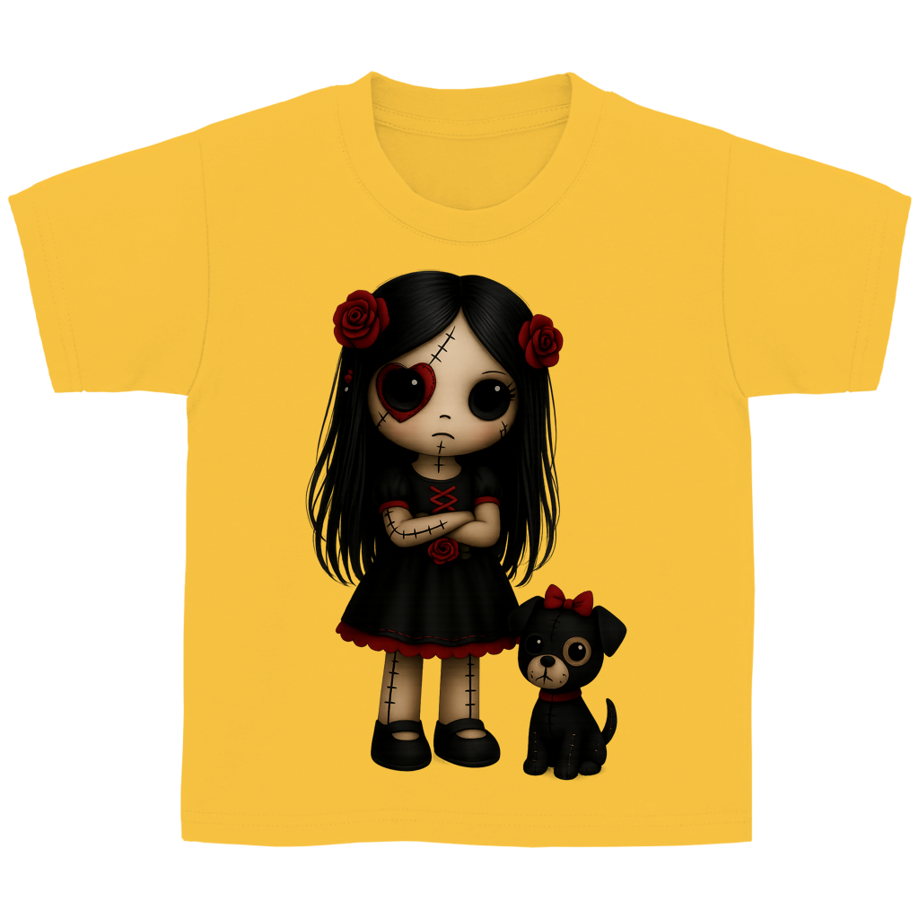 Kinder Basic T-Shirt Girl Puppe mit Hund