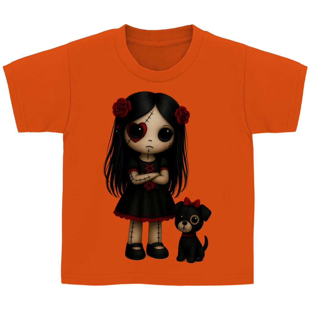Kinder Basic T-Shirt Girl Puppe mit Hund