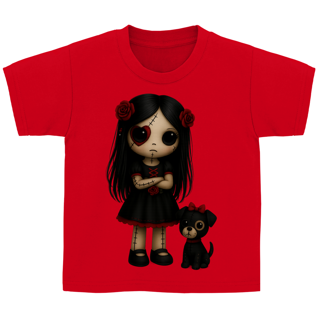 Kinder Basic T-Shirt Girl Puppe mit Hund