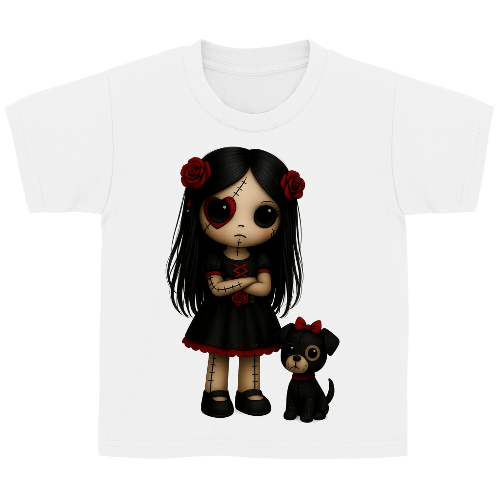 Kinder Basic T-Shirt Girl Puppe mit Hund