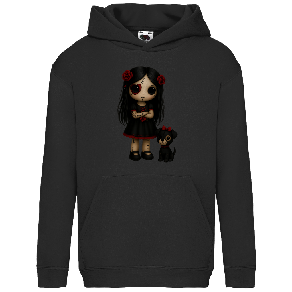 Kids Basic Hoodie Girl Puppe mit Hund