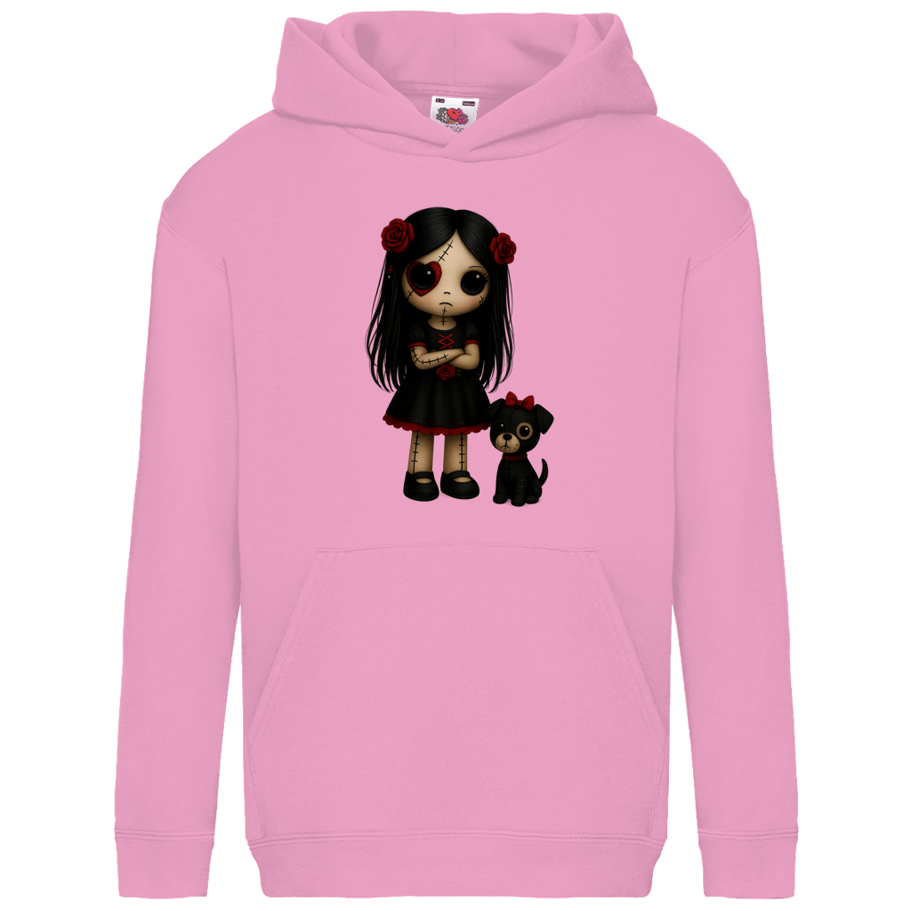 Kids Basic Hoodie Girl Puppe mit Hund