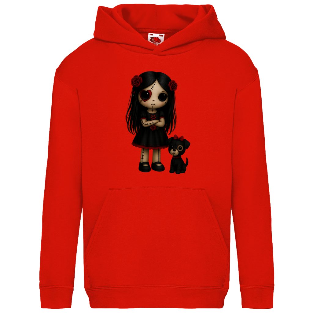 Kids Basic Hoodie Girl Puppe mit Hund