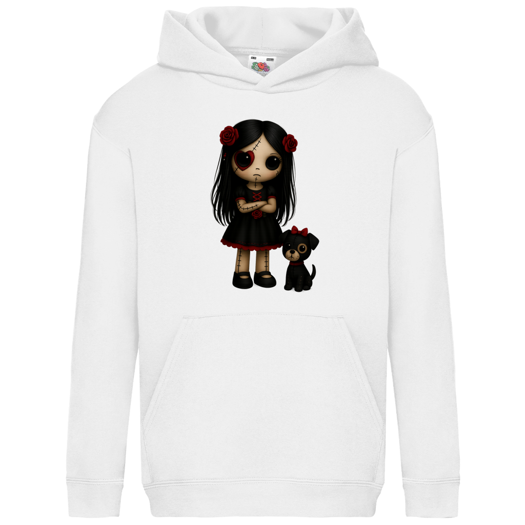 Kids Basic Hoodie Girl Puppe mit Hund