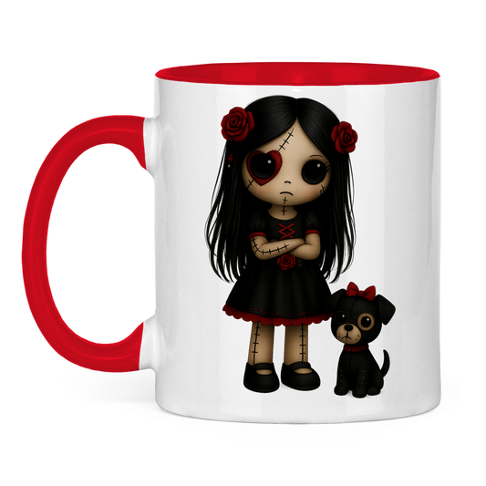 Tasse zweifarbig Girl Puppe mit Hund