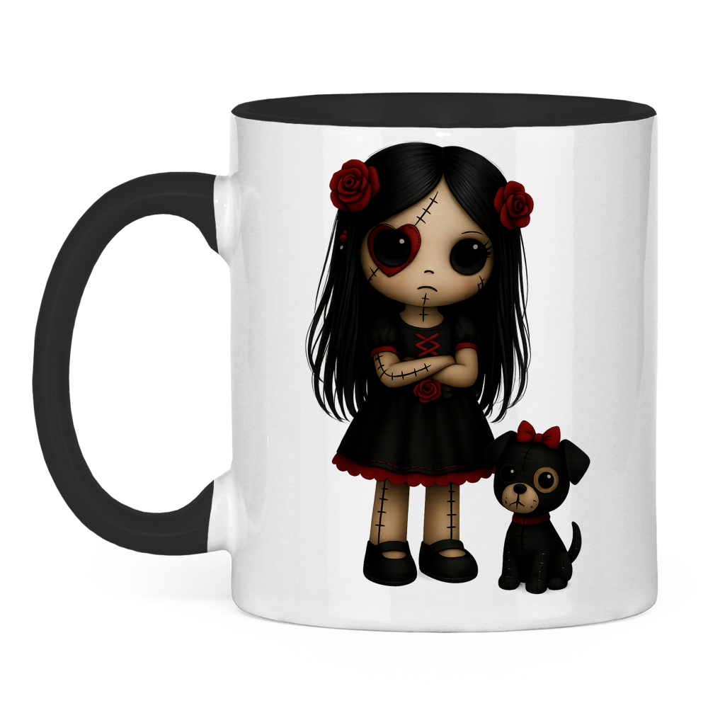 Tasse zweifarbig Girl Puppe mit Hund