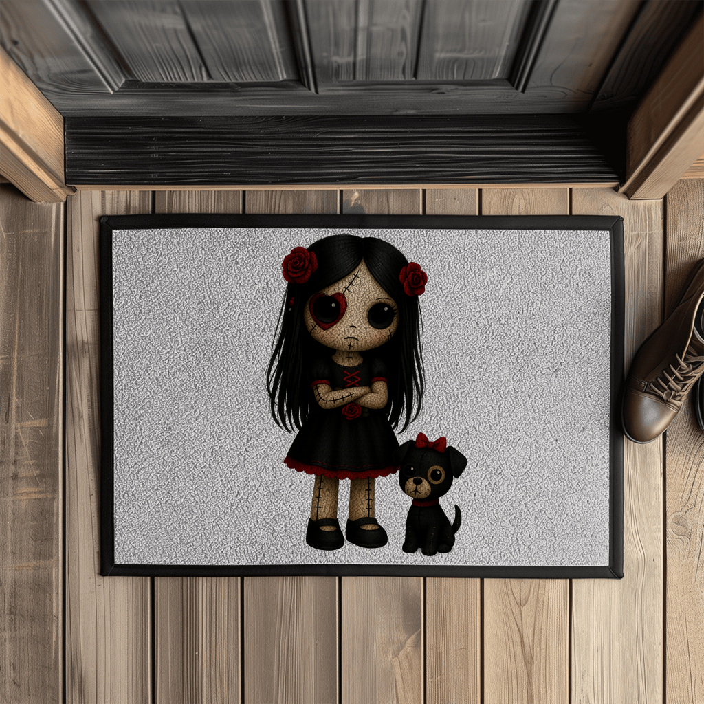 Fußmatte mit Gummirand Girl Puppe mit Hund
