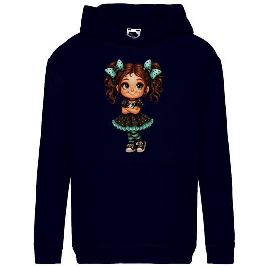 Kids Basic Hoodie Girl Spinnenhaare und türkis schwarz gehalten