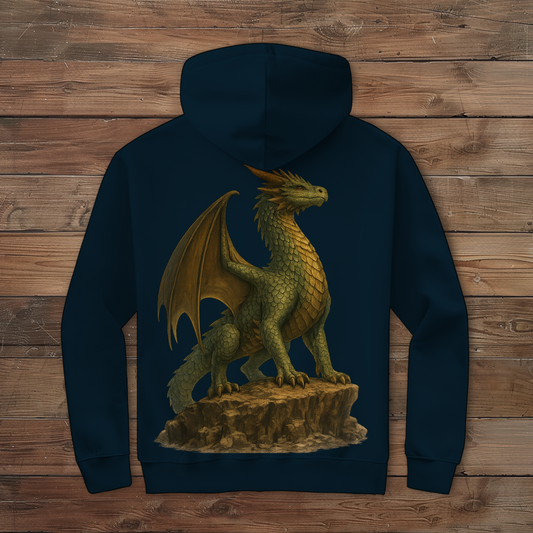 Herren Zipper Hoodie Drache Stolz auf Felsen grünlich