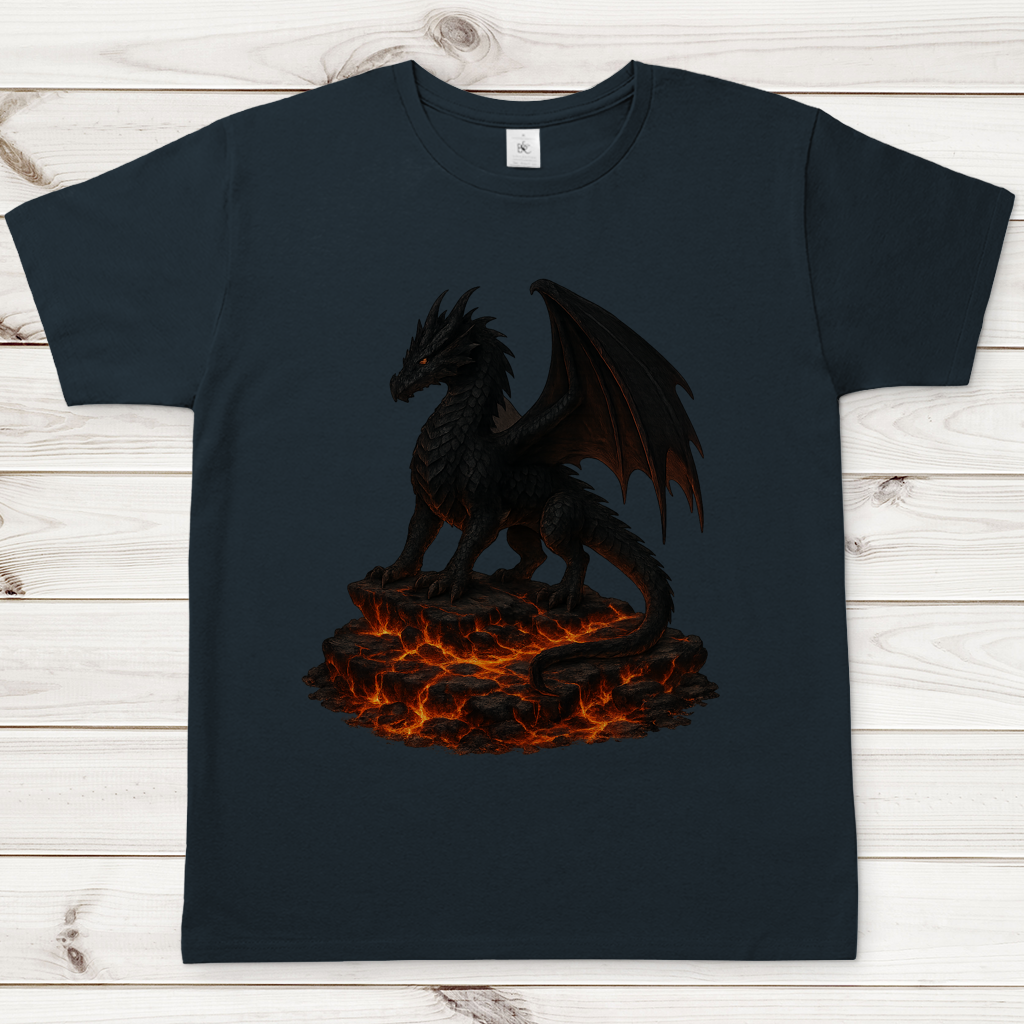 Herren T-Shirt Drache schwarz auf Lava