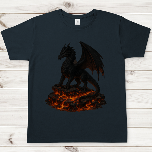 Herren T-Shirt Drache schwarz auf Lava