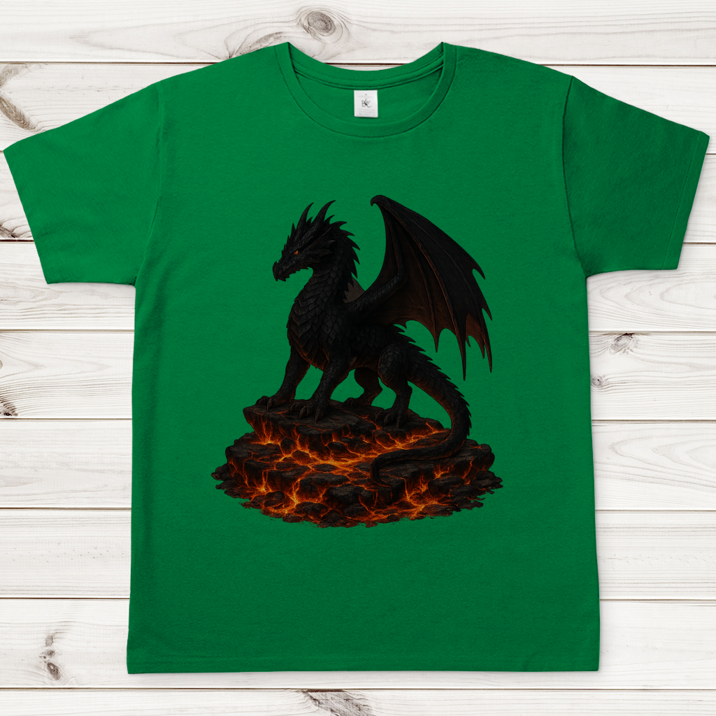 Herren T-Shirt Drache schwarz auf Lava