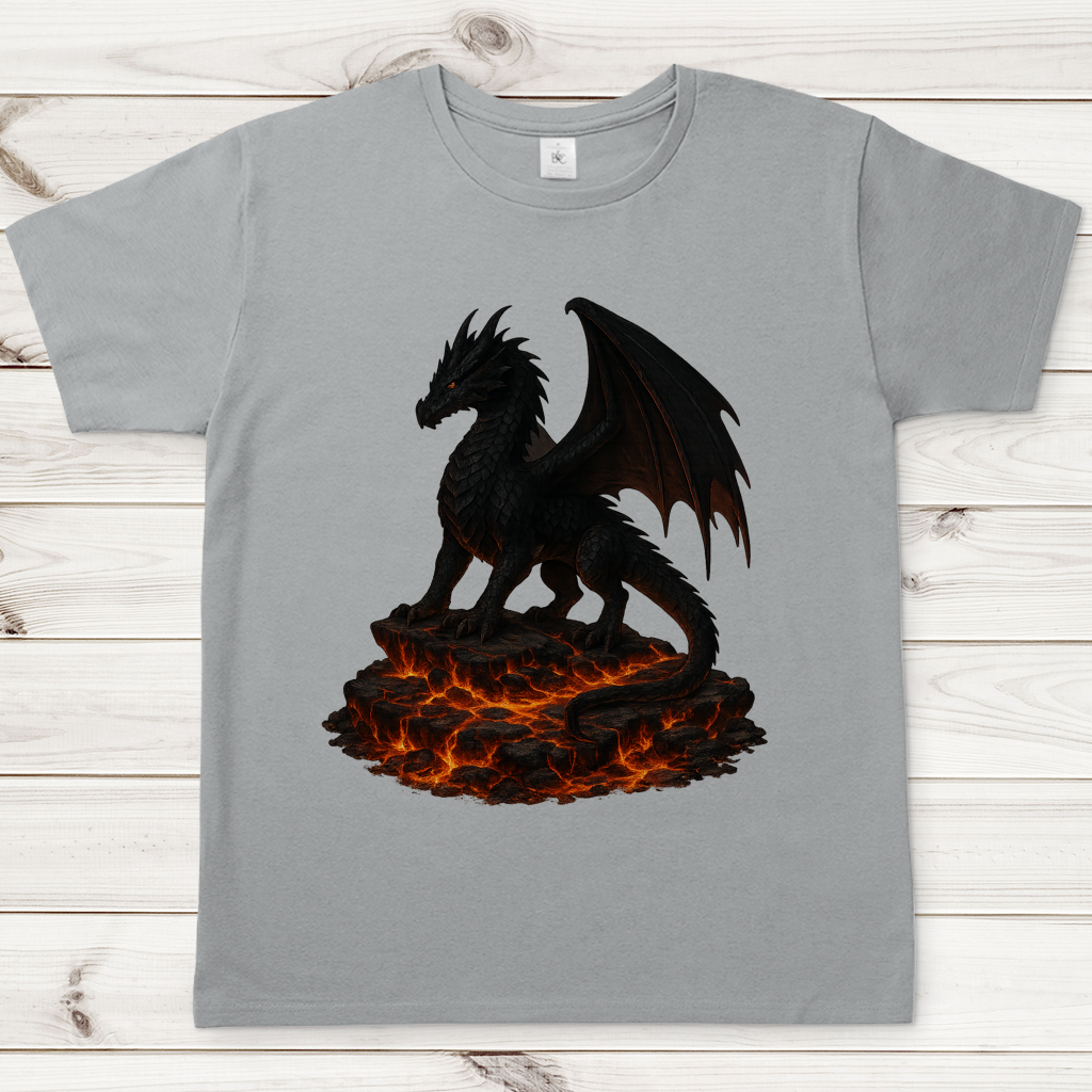Herren T-Shirt Drache schwarz auf Lava
