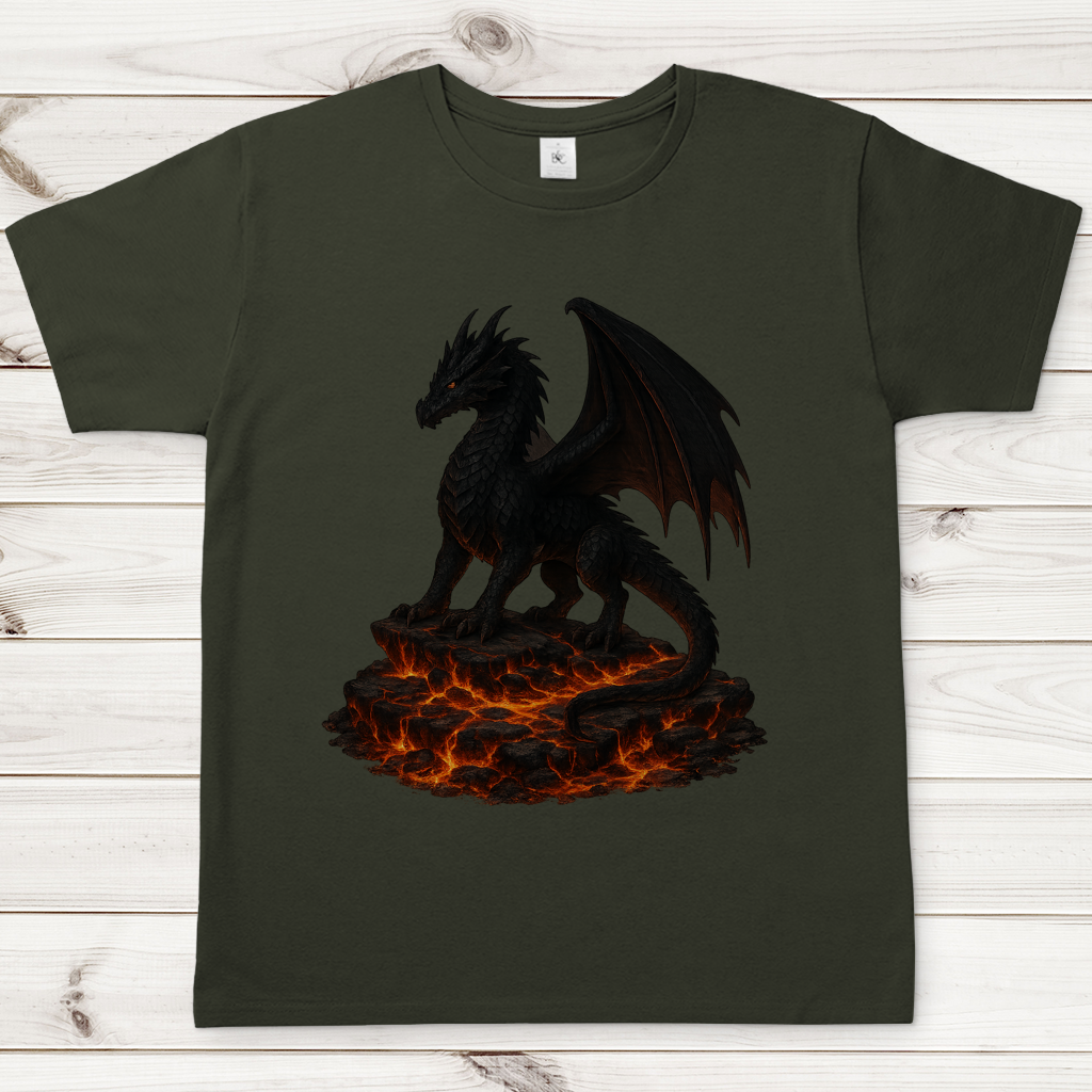 Herren T-Shirt Drache schwarz auf Lava