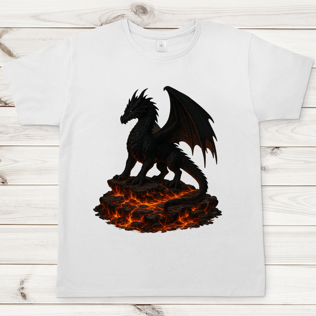 Herren T-Shirt Drache schwarz auf Lava