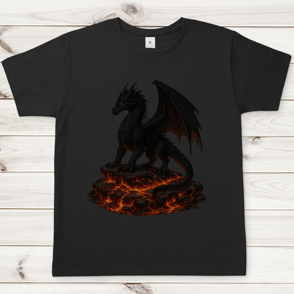 Herren T-Shirt Drache schwarz auf Lava