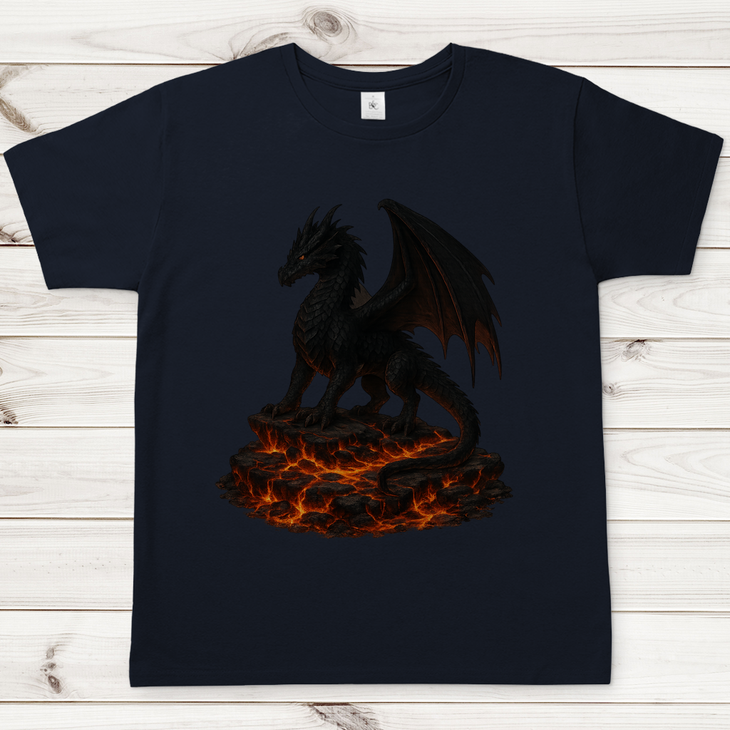 Herren T-Shirt Drache schwarz auf Lava