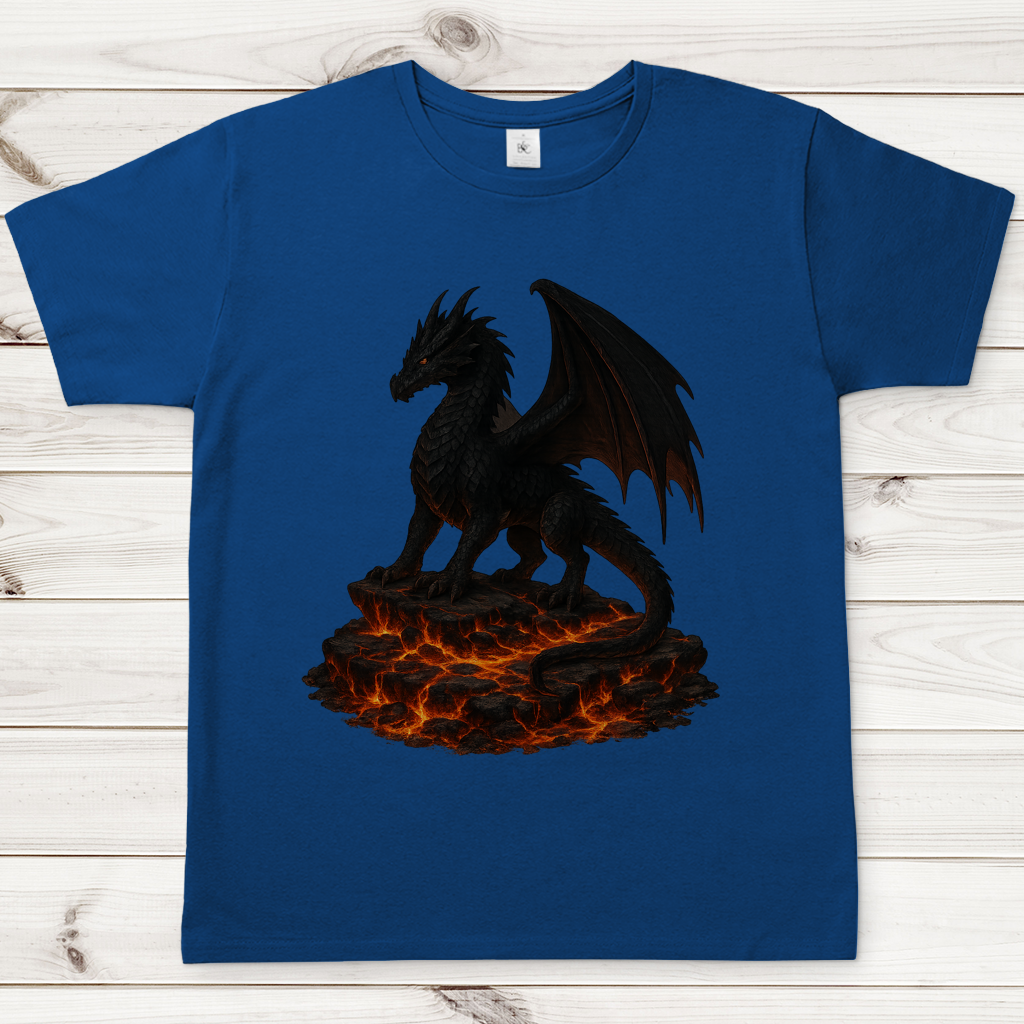 Herren T-Shirt Drache schwarz auf Lava