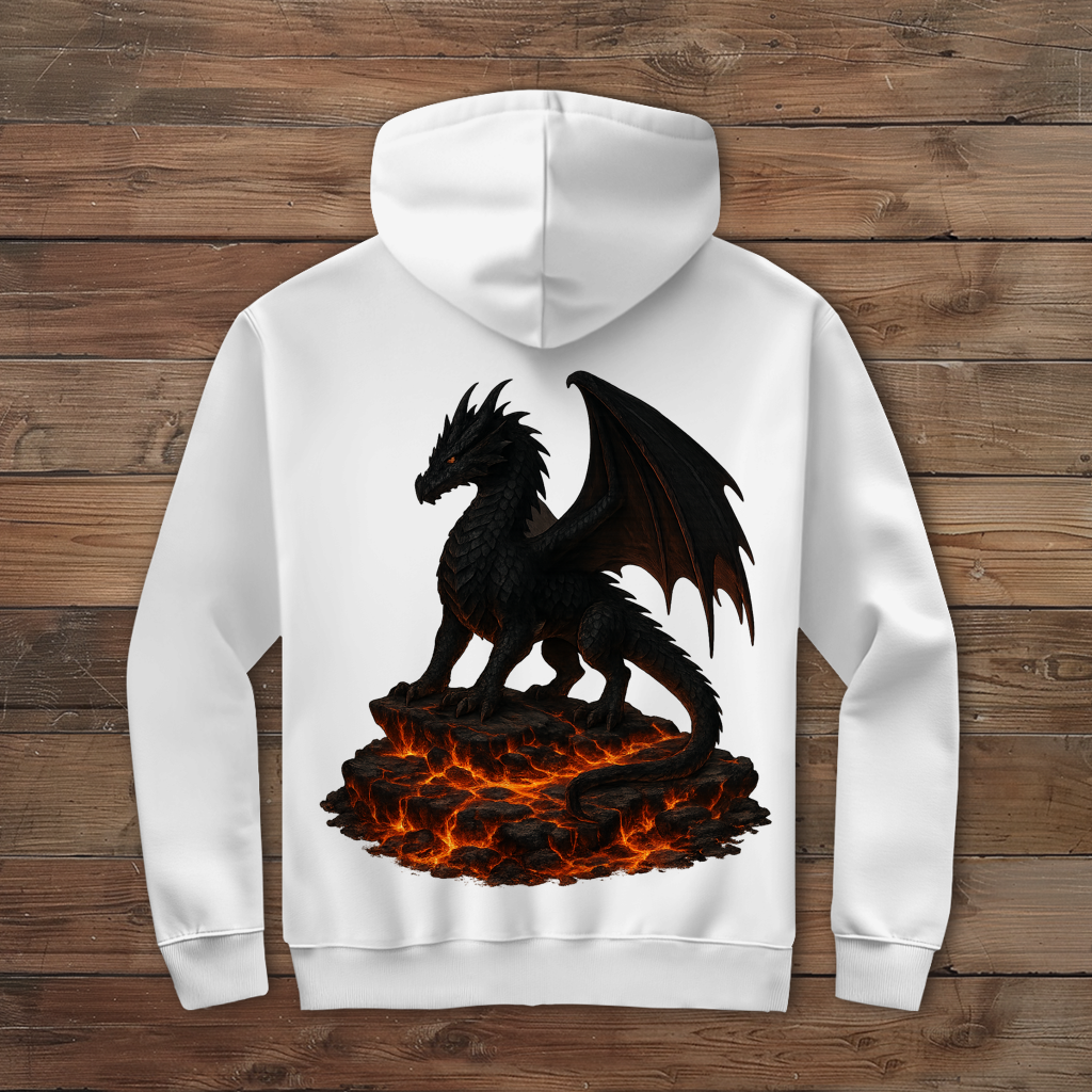 Herren Zipper Hoodie Drache schwarz auf Lava